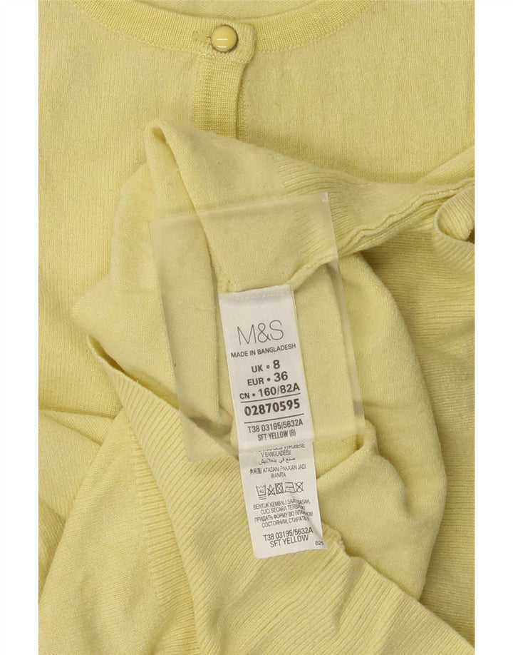 Marks & Spencer Pull Cardigan Femme UK 8 Petit Viscose Jaune