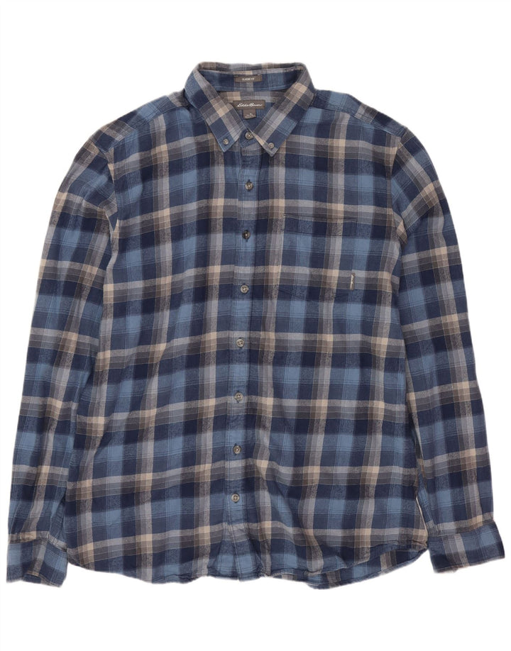 EDDIE BAUER Chemise classique en flanelle pour homme en coton à carreaux bleus