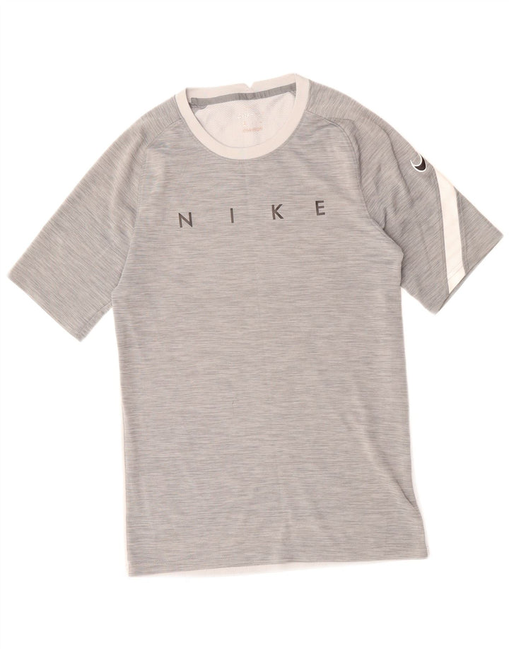 NIKE T-shirt Dri Fit Graphic pour hommes, petit, gris, color block, en polyester