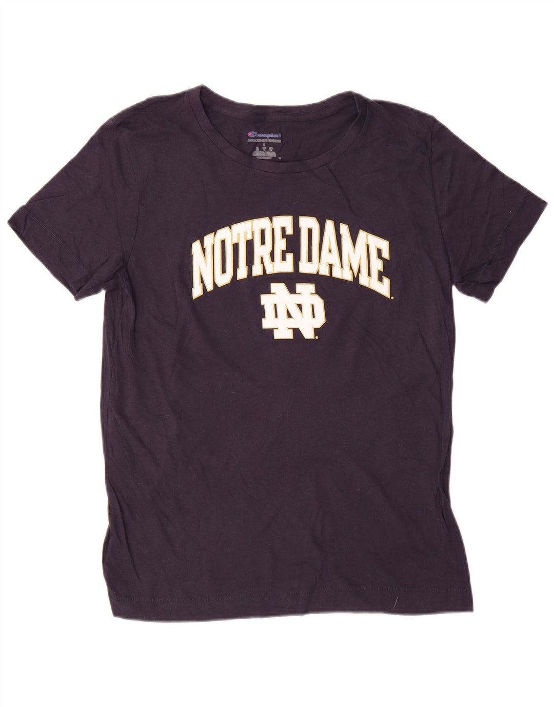 Champion Womens Notre Dame Graphic T-Shirt Top UK 16 Large Bleu Marine Coton