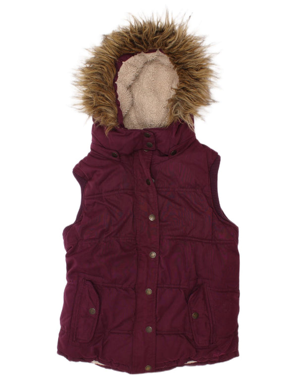 Fat Face Gilet rembourré à capuche pour fille 10-11 ans Violet Polyester