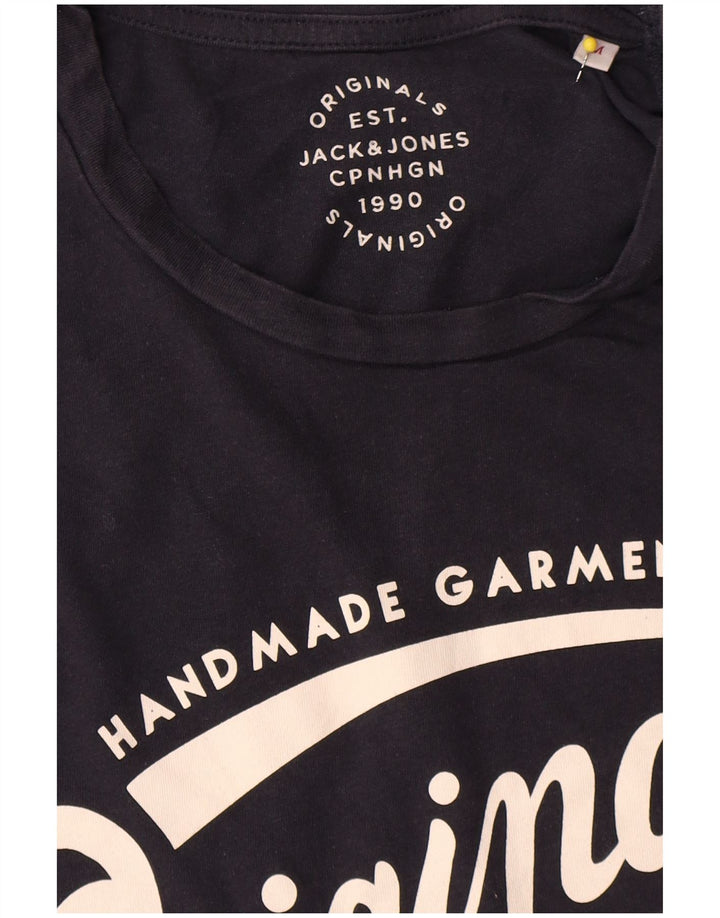 Jack & Jones T-Shirt Graphique Homme Bleu Marine Moyen Coton
