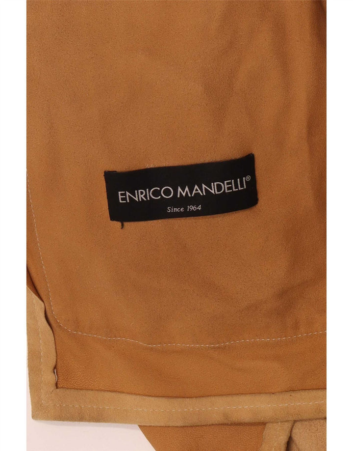 Enrico Mandelli Veste en cuir pour femme UK 18 XL Marron Classique