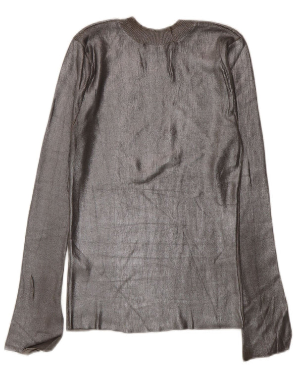 Zara Femme Top Manches Longues UK 8 Small Gris Viscose