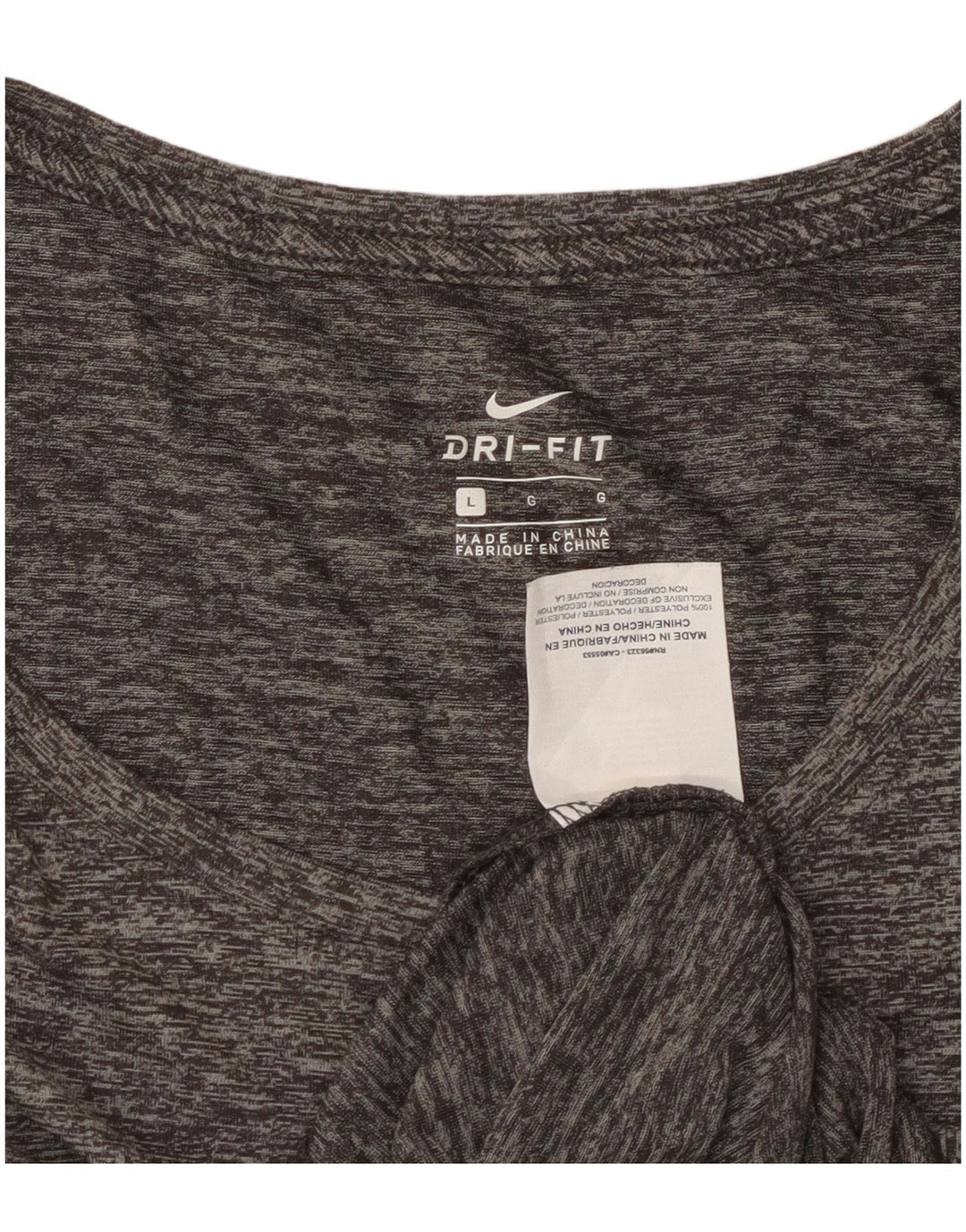 Nike Womens Dri Fit T-Shirt Top UK 16 Large Gris Moucheté Polyester