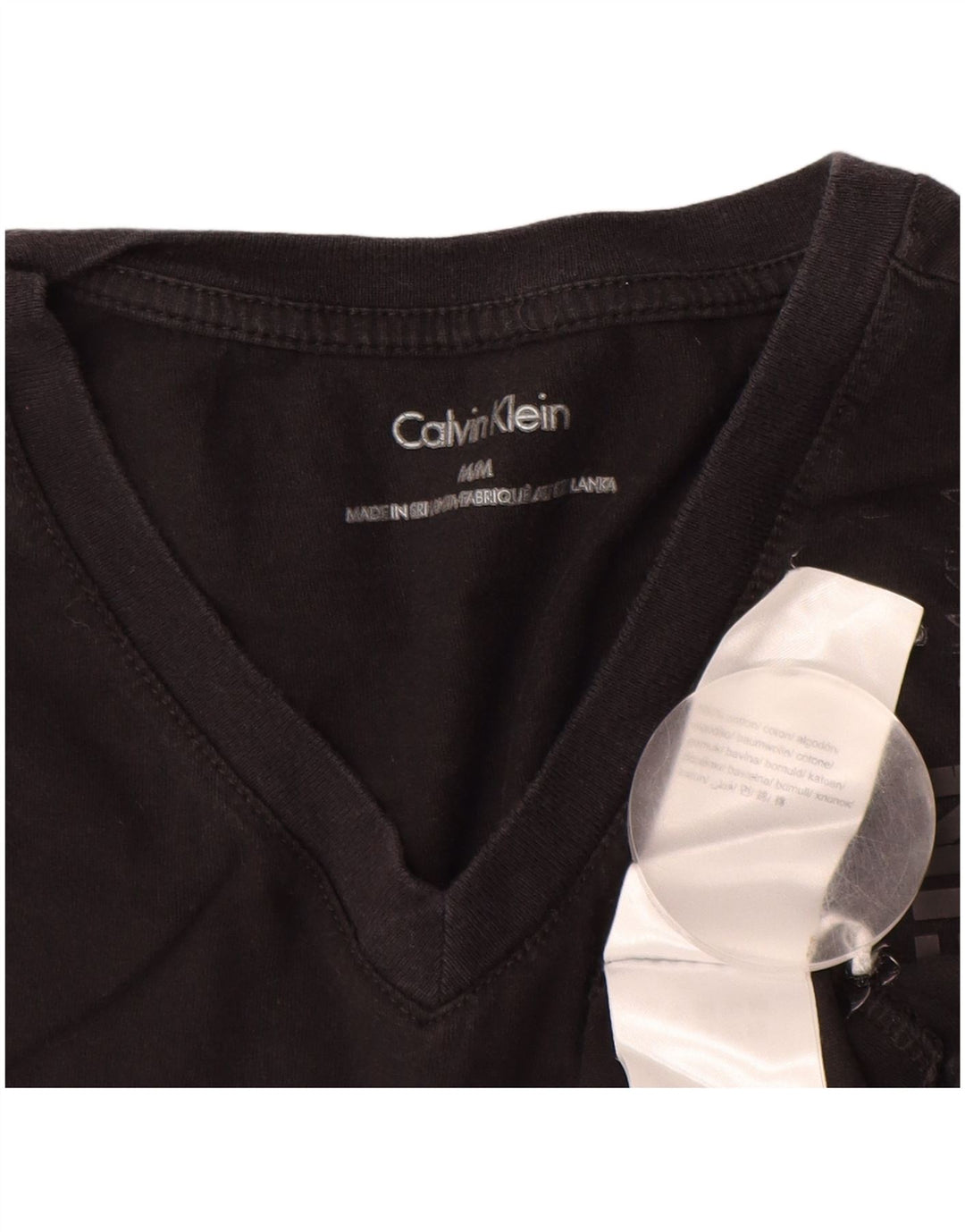 CALVIN KLEIN T-Shirt Graphique Femme UK 14 Coton Noir Moyen