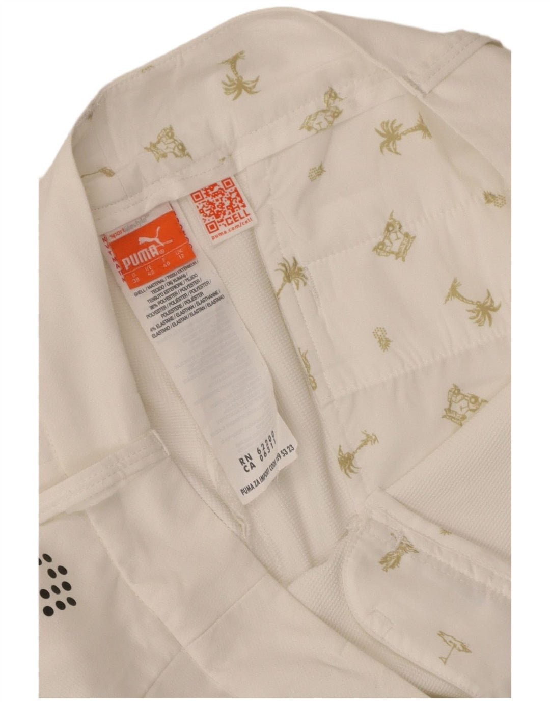 Puma Short Chino Femme UK 12 Medium W34 Blanc Polyester