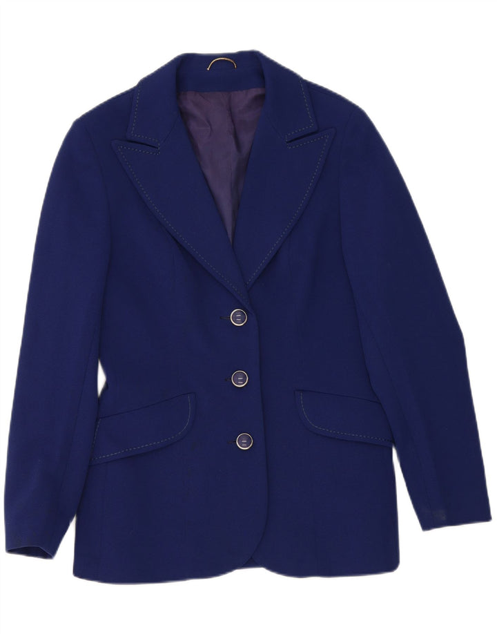 ADMYRA Womens 3 Button Blazer Jacket UK 12 Medium Navy Blue Polyester Vintage Admyra and Second-Hand Admyra from Messina Hembry 