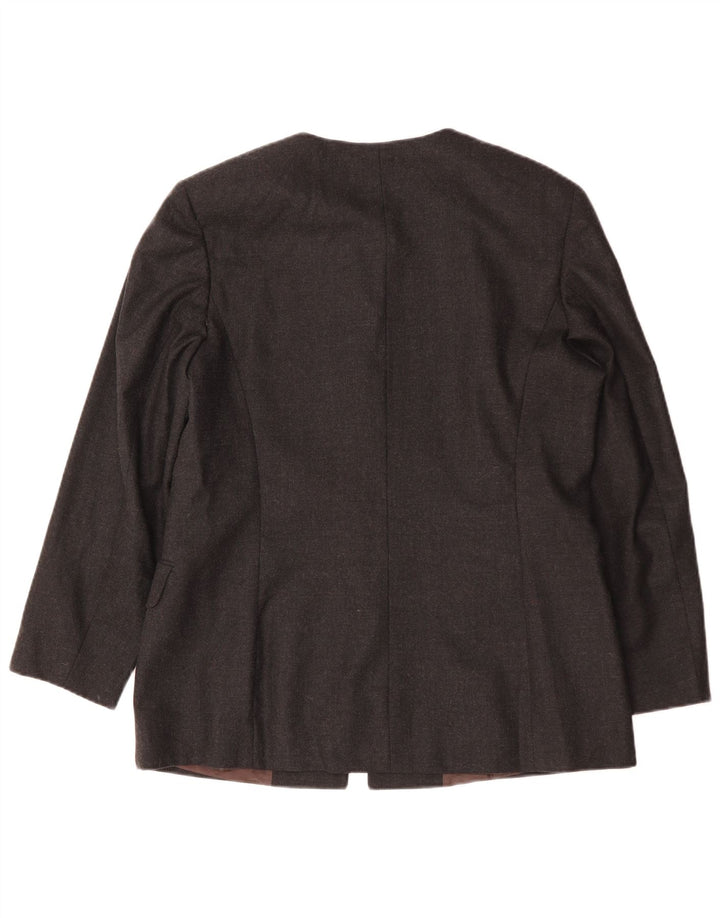 vintage Femme Longline 4 Bouton Blazer Veste IT 48 XL Laine Grise