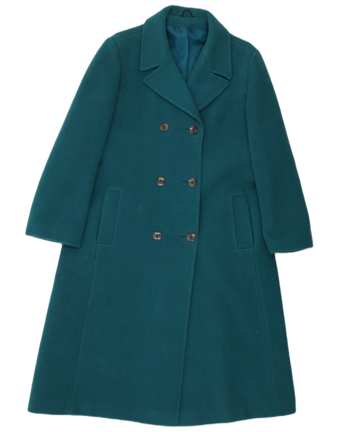 Simon Blair Manteau double boutonnage pour femme UK 16 Grande laine vierge verte