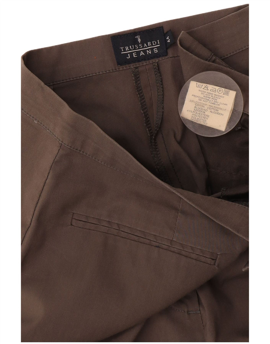 Trussardi Pantalon Droit Casual IT 44 Medium W28 L29 Gris Coton Femme