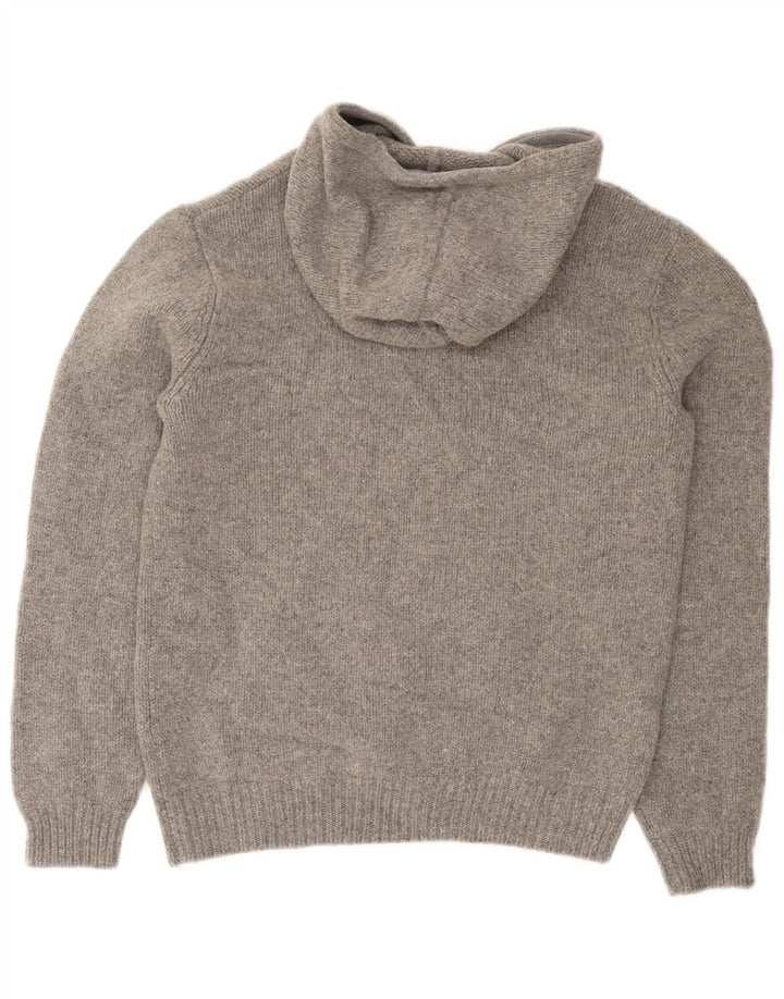 Jack Wills Pull à capuche et col boutonné pour homme en laine gris moyen