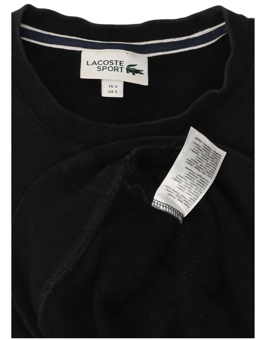 Lacoste Mens Sweatshirt Jumper Taille 3 Petit Coton Noir
