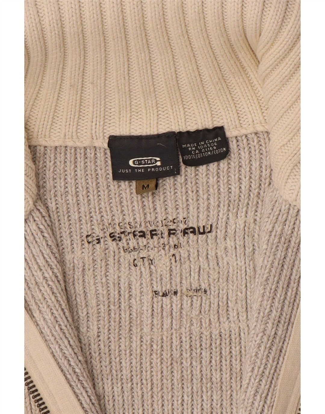 G-Star Pull Cardigan Graphique Homme Beige Moyen Coton