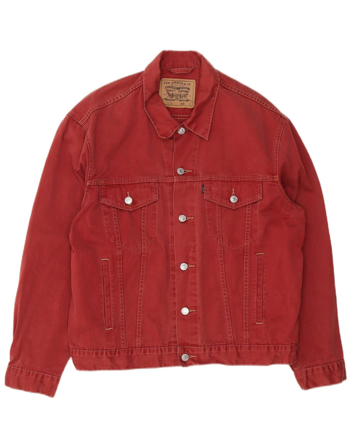 Levi's Veste en jean pour homme UK 40 Large Rouge Coton