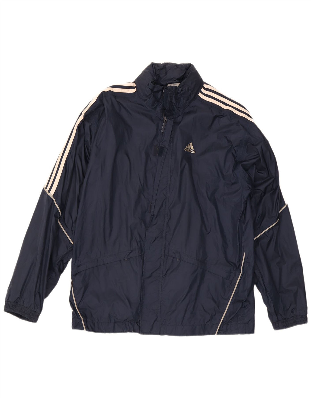 Adidas Veste de pluie à capuche pour homme UK 36 Small Bleu marine Polyamide