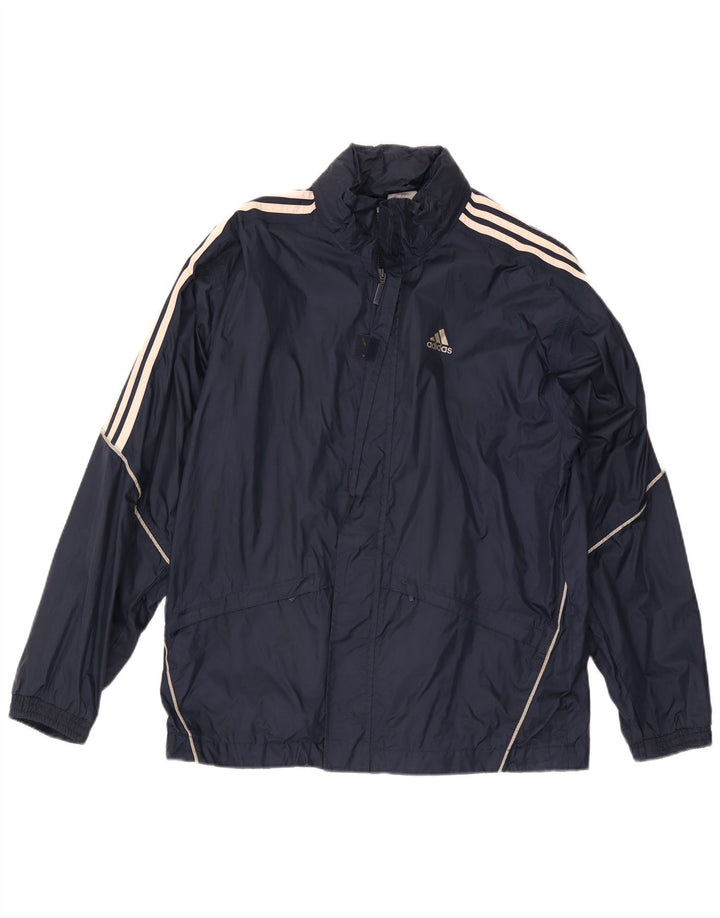 Adidas Veste de pluie à capuche pour homme UK 36 Small Bleu marine Polyamide