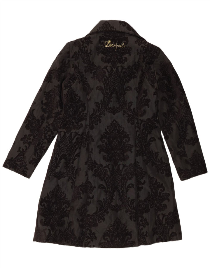 Desigual Manteau Femme EU 42 Grand Noir Floral Polyester