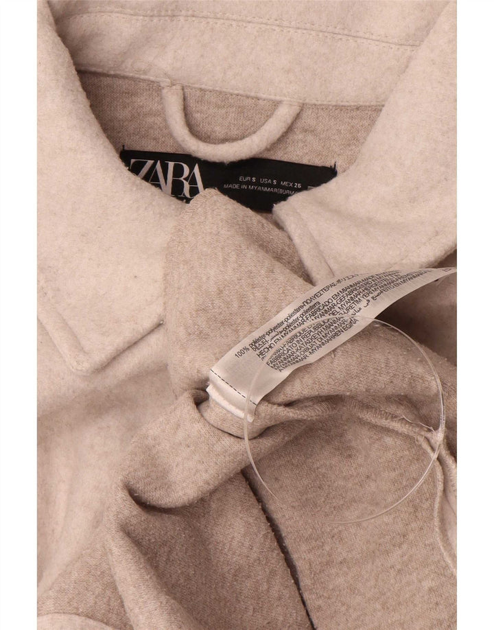 Veste Shacket surdimensionnée Zara pour femme UK 10 Small Beige Polyester