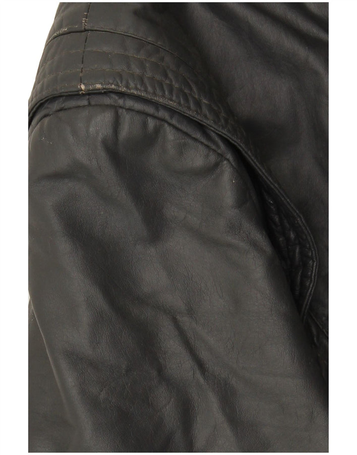 VINTAGE Veste en cuir homme UK 40 Grand cuir gris