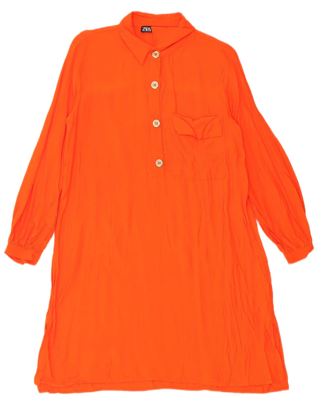 Zara Robe chemise pull pour femme UK 10 Petite Viscose Orange