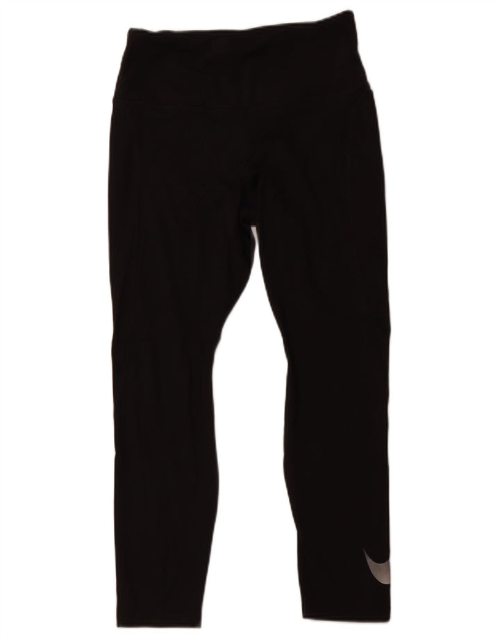 NIKE Legging court Dri Fit pour femme UK 12 Polyester noir moyen