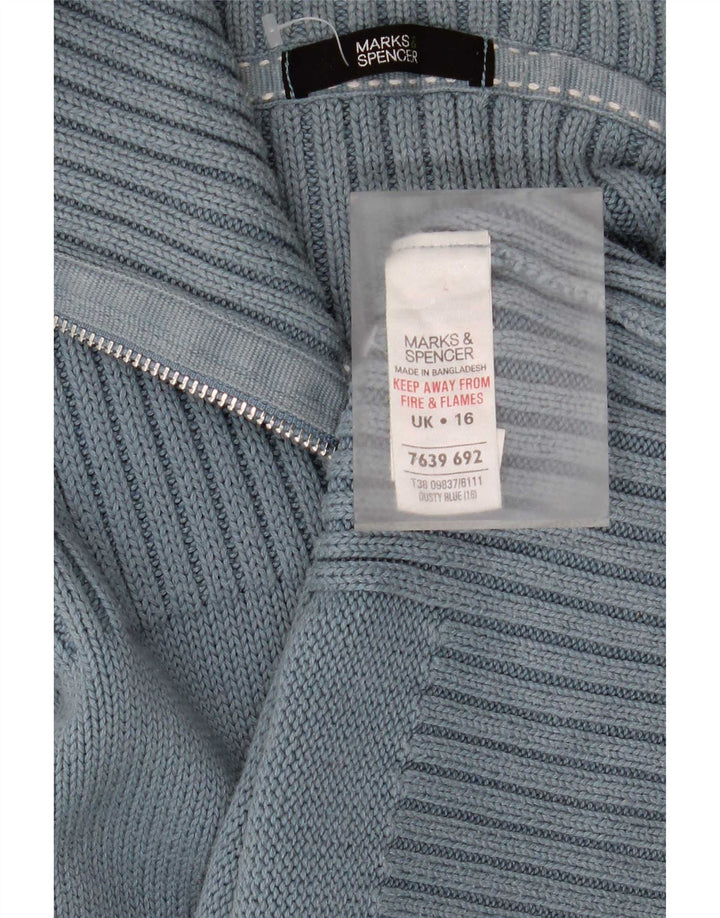 Marks & Spencer Pull Cardigan pour Femme UK 16 Grand Bleu Coton