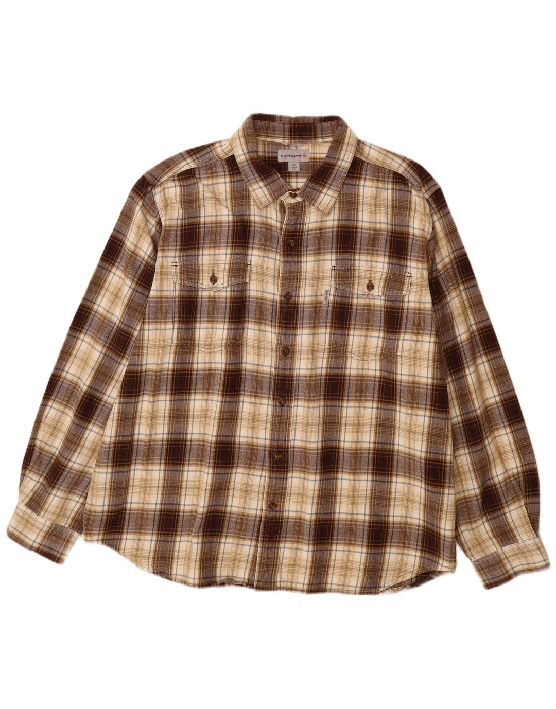 CARHARTT Chemise en flanelle coupe ajustée pour homme 2XL en coton à carreaux marron