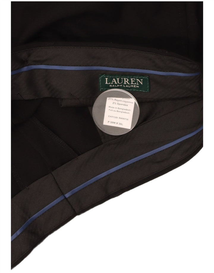 RALPH LAUREN Pantalon de Costume Droit Homme W38 L30 Noir Polyester