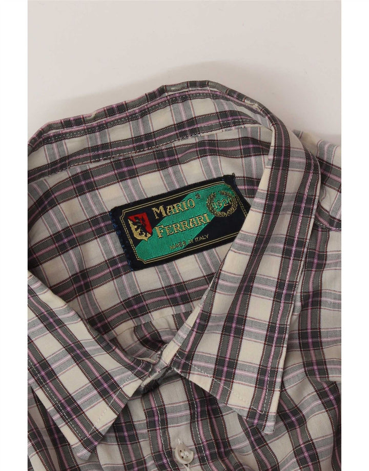 Mario Ferrari Chemise à Manches Courtes Homme Gris Moyen à Carreaux