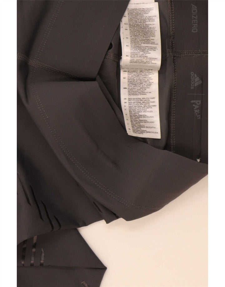 Adidas Climalite Leggings UK 8/10 Petit Gris Rayé Polyamide