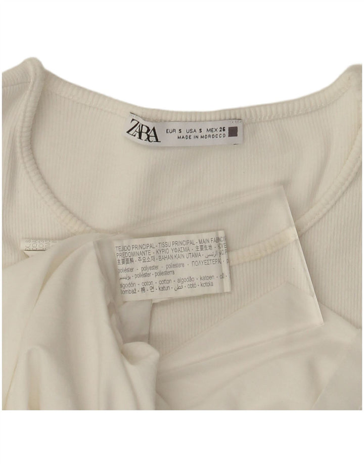 Zara Robe trapèze chauve-souris pour femme UK 8 Small Polyester blanc cassé