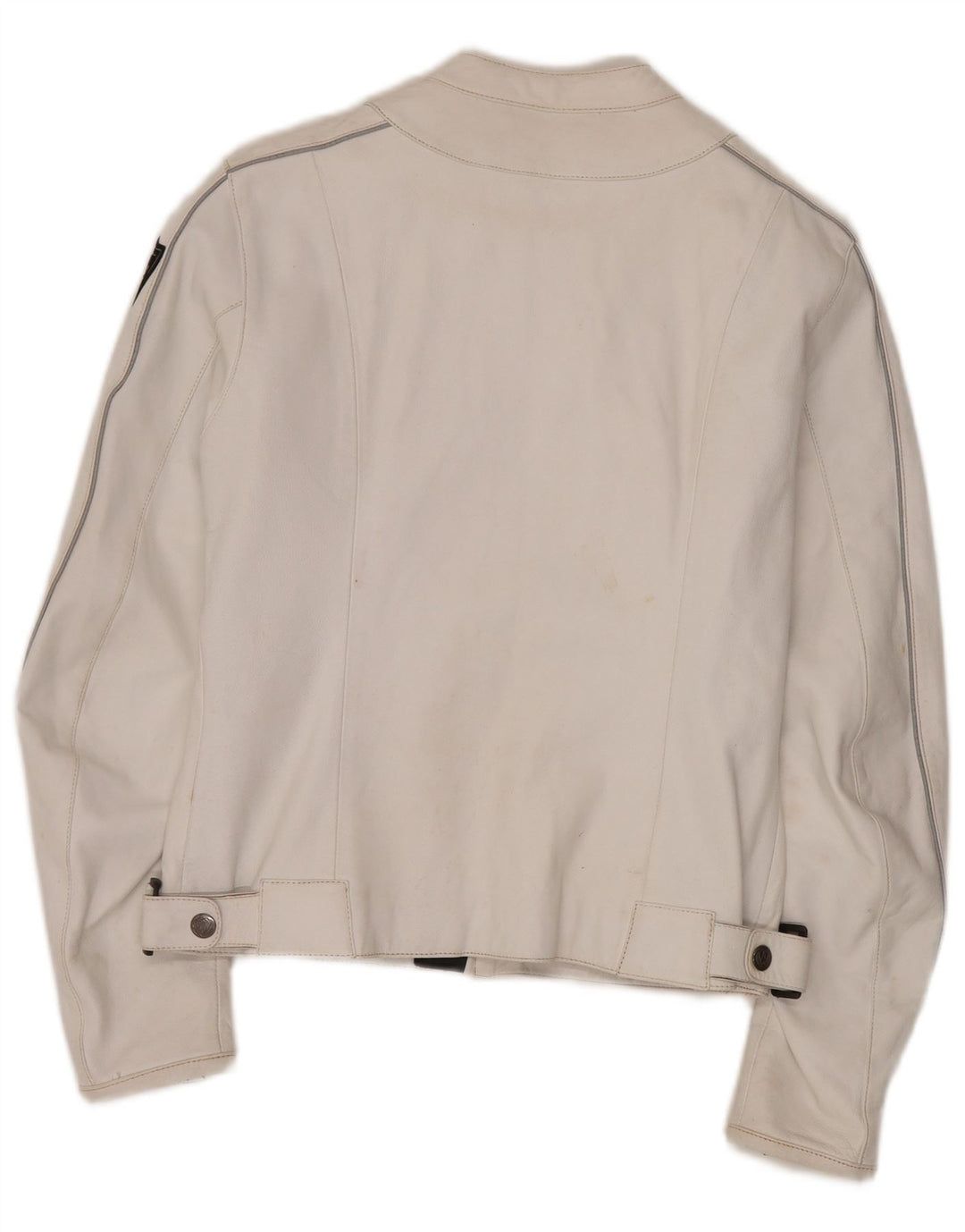 Arlen Ness Veste de motard en cuir pour femme UK 18 XL Cuir blanc cassé