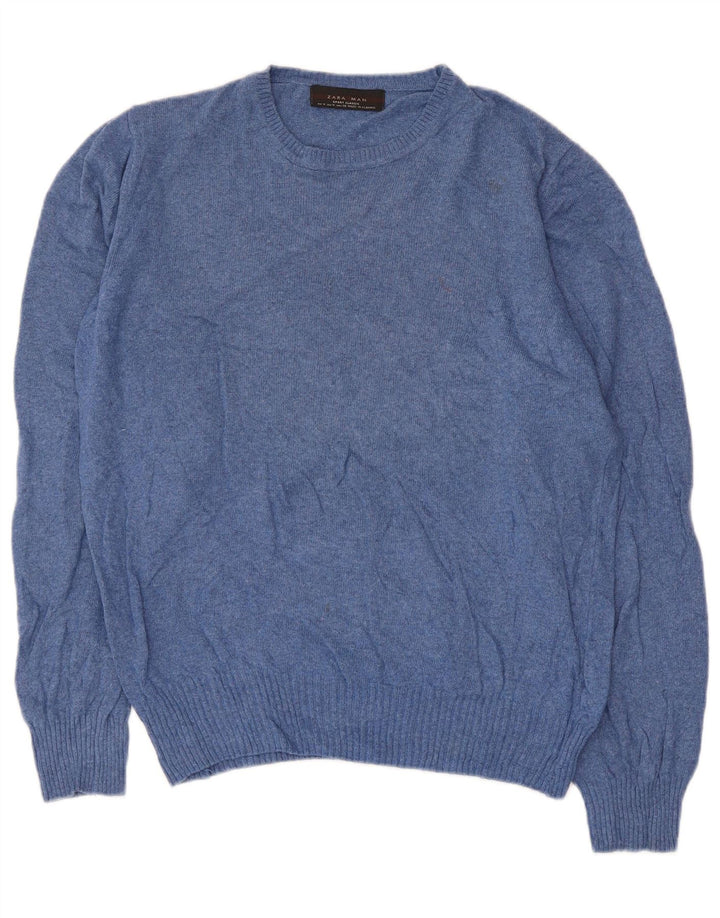 Zara Pull Col Ras Du Cou Homme Bleu Moyen