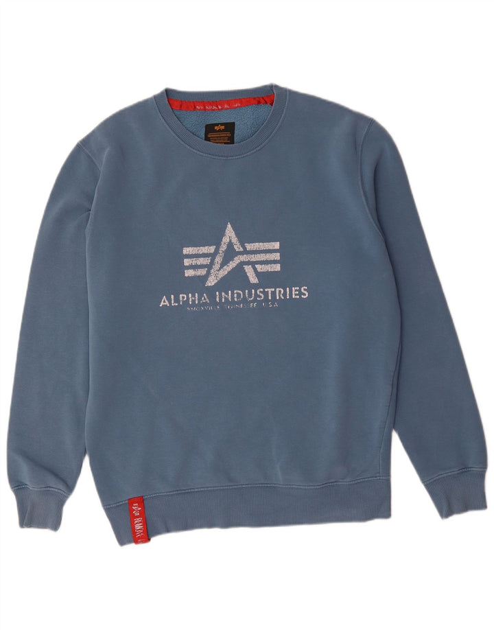 Alpha Industries Sweat-Shirt Graphique Homme Bleu Moyen Coton