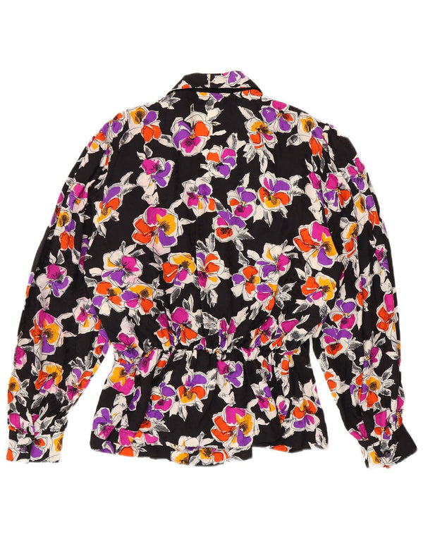 vintage Femme Chemise Blouse UK 12 Moyen Multicolore Floral