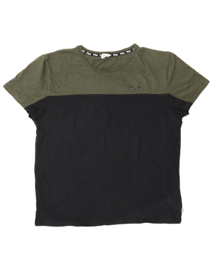 Fila T-Shirt Homme Top 2XL Noir Colourblock Coton