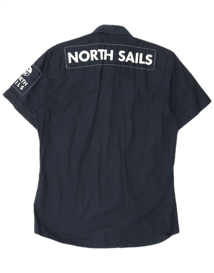 North Sails Chemise Graphique à Manches Courtes Homme Bleu Marine Moyen Coton
