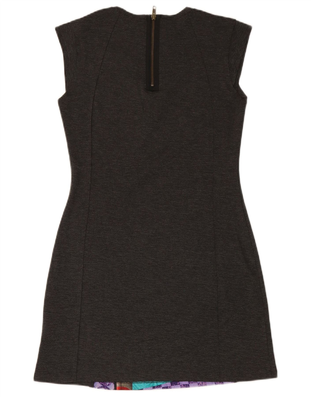 DESIGUAL Robe fourreau sans manches pour femme UK 44 Gris moyen Patchwork