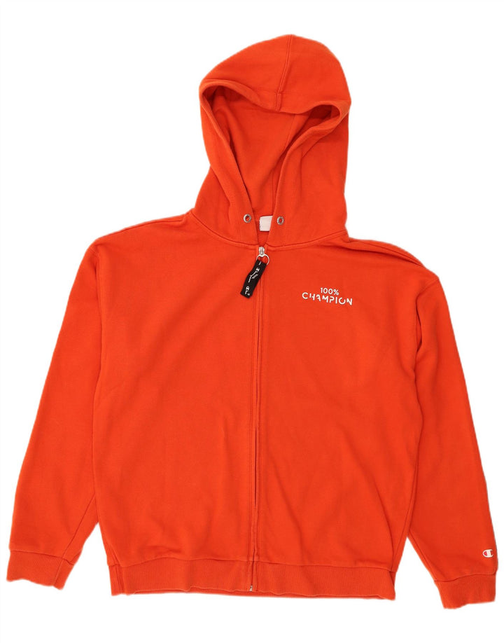 CHAMPION Pull à capuche zippé graphique pour femme UK 18 XL Orange Colourblock