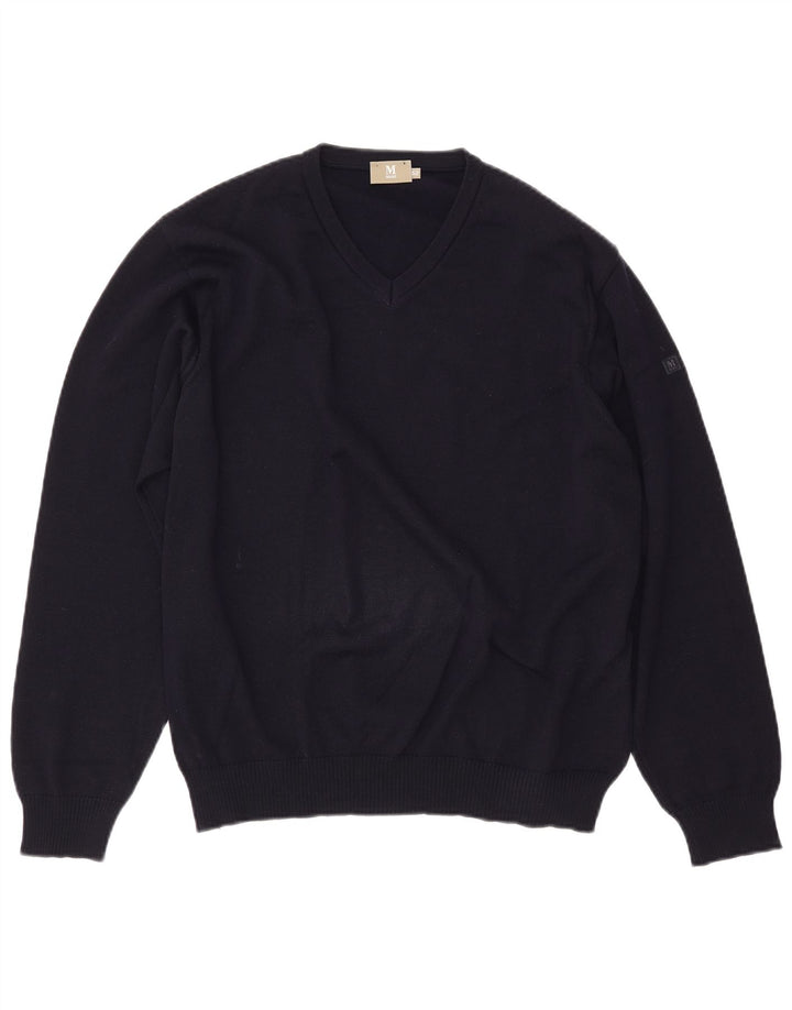 MARZ Pull Col V Homme IT 52 Large Bleu Marine Laine