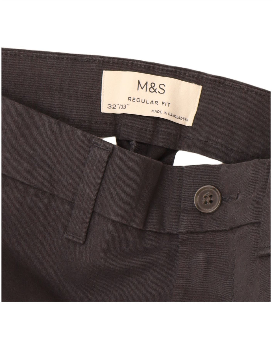 MARKS & SPENCER Pantalon Chino Droit Coupe Regular Homme W32 L33 Noir