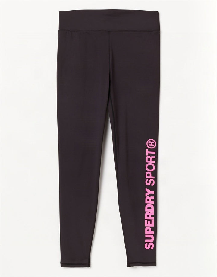 Superdry Leggings Graphiques Femme UK 14 Large Noir Polyester
