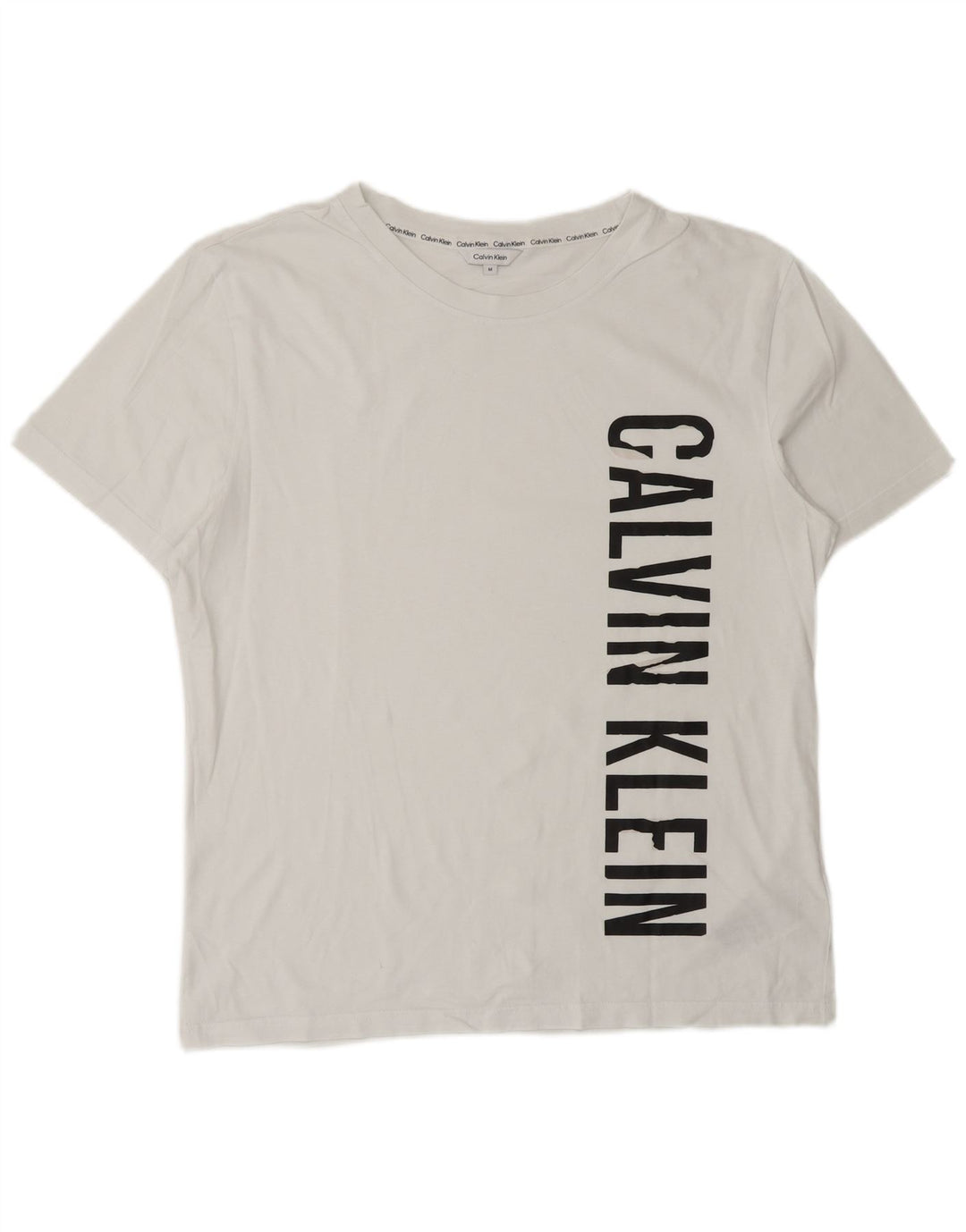CALVIN KLEIN T-Shirt Graphique Homme Blanc Moyen Coton