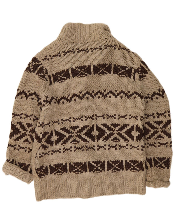 vintage Homme Cardigan Pull 2XL Beige Fair Isle