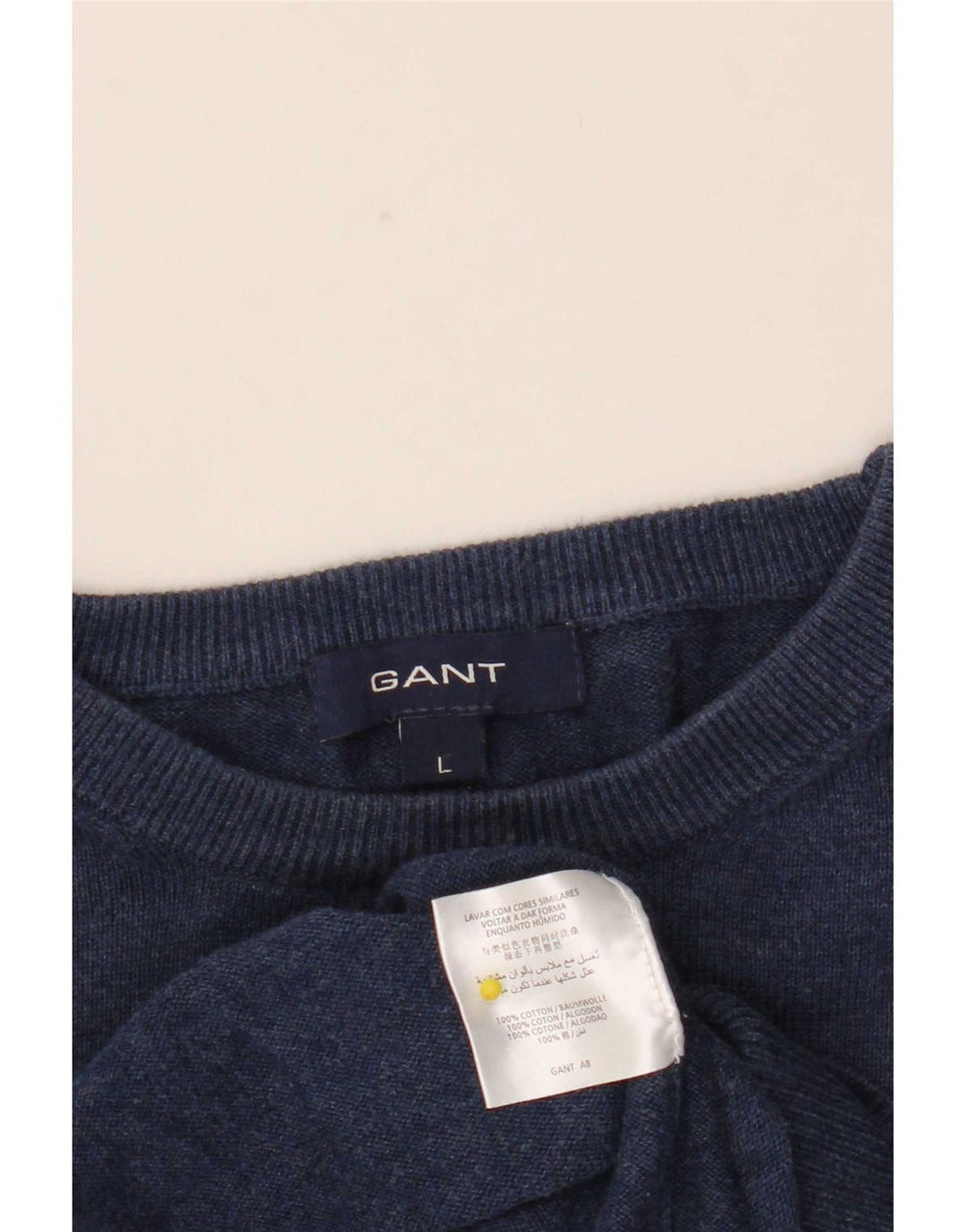 Gant Pull à col rond pour homme en coton bleu marine Taille L