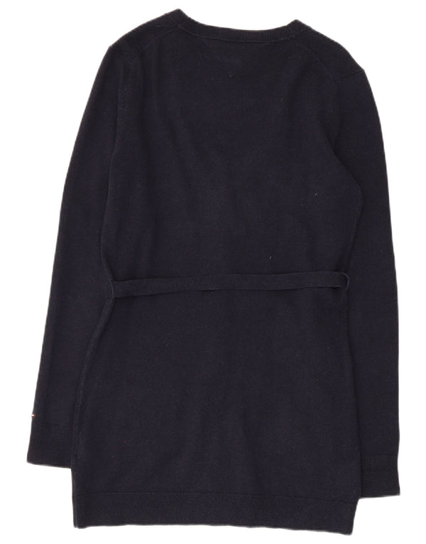 TOMMY HILFIGER Pull Cardigan Femme UK 12 Bleu Marine Moyen Coton
