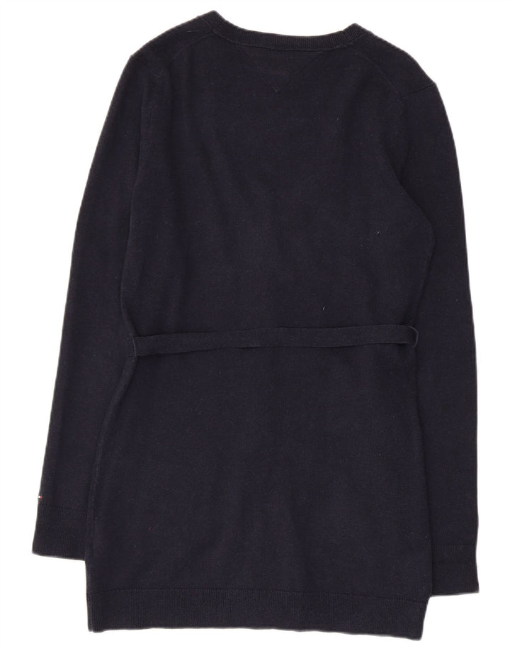 TOMMY HILFIGER Pull Cardigan Femme UK 12 Bleu Marine Moyen Coton