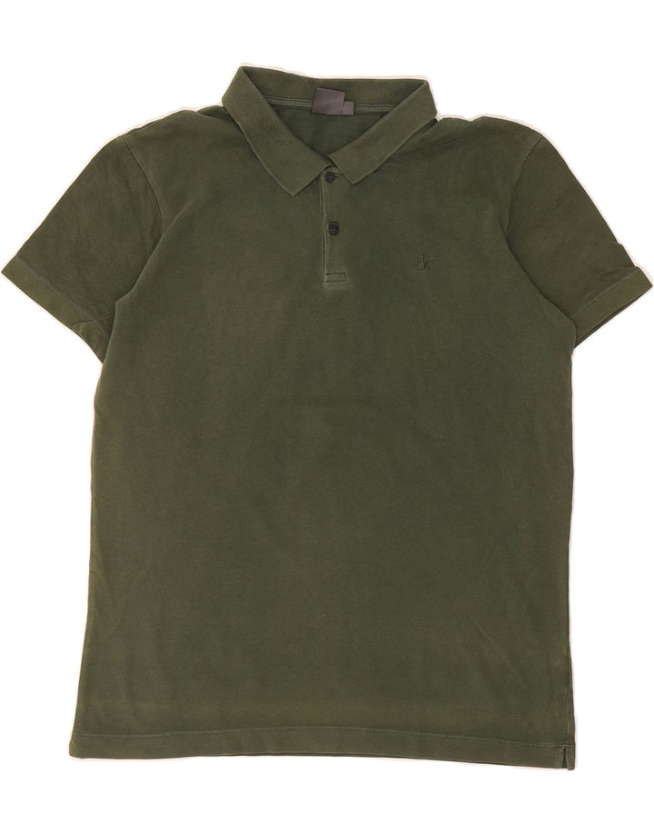 CALVIN KLEIN Mens Polo Shirt IT 50 Medium Green Cotton Vintage Calvin Klein and Second-Hand Calvin Klein from Messina Hembry 