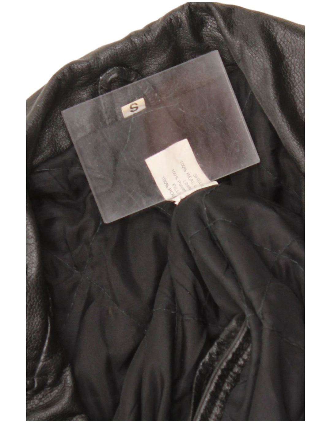 VINTAGE Femme Veste de motard en cuir surdimensionné UK 10 Petit cuir noir